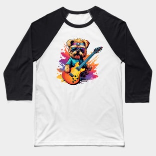 90s Retro Dog Guitarist Baseball T-Shirt